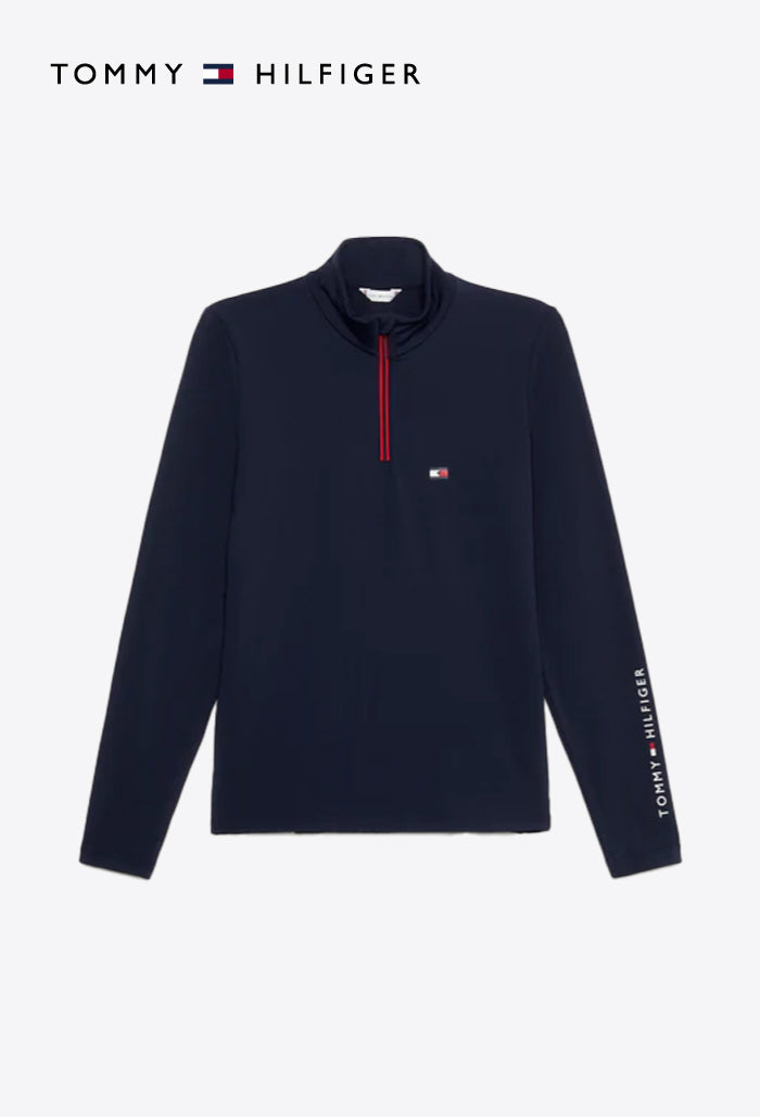 Tommy Hilfiger – Damen Reitshirt – Thermo-Shirt mit 1/4-Reißverschluss